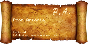 Poór Antónia névjegykártya